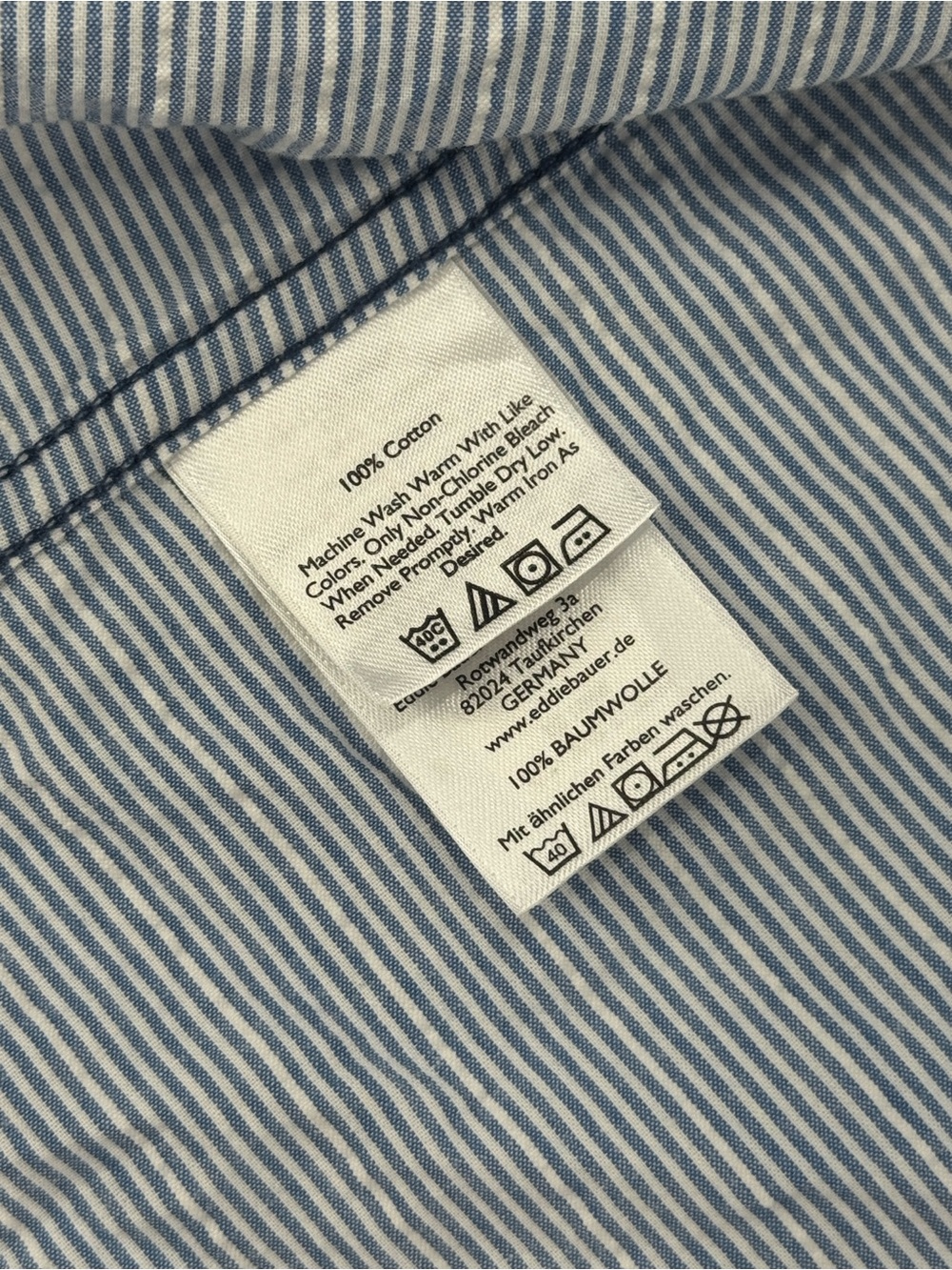 Eddie Bauer Classic Fit Short-Sleeve Button-Up Shirt - Light Blue Striped Size L - Picture 4 of 8